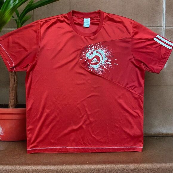 adidas Other - Adidas Athletic Vintage Futbol Soccer Red White Polyester Top Shirt Men's 2XL
